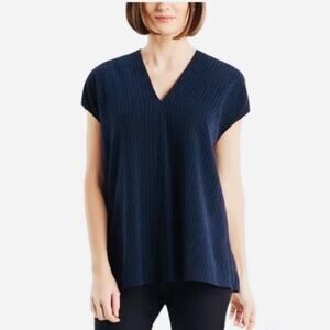 MM Lafleur Townsend Pinstripe Top Navy Blue 1X